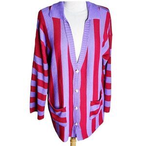 Petal Dew Striped Button Up Cardigan NWT Size Med